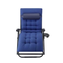 XL Blue Folding Zero Gravity Camping Lounger Reclining Outdoor Patio Chair Portable Adjustable Lounge Chair Furniture for Beach Garden Yard Pool