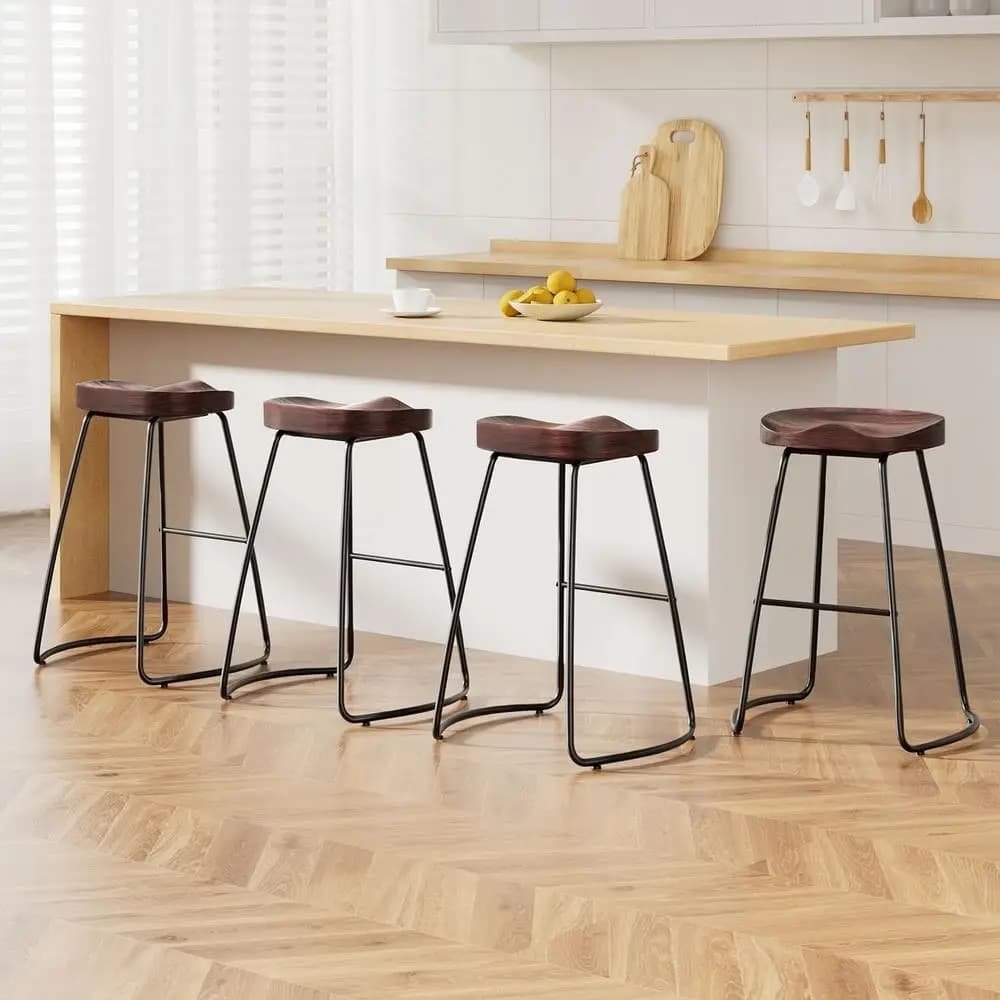4 Pack Vintage Tractor Seat Bar Stools 65cm Industrial Style Adjustable Metal Counter Chairs