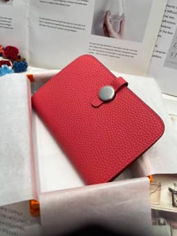 Premium Full Grain Leather Wallet Women Black Pebbled Compact Card Holder Coin Purse French Style Real Leather Snap Closure