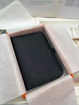 Premium Full Grain Leather Wallet Women Black Pebbled Compact Card Holder Coin Purse French Style Real Leather Snap Closure