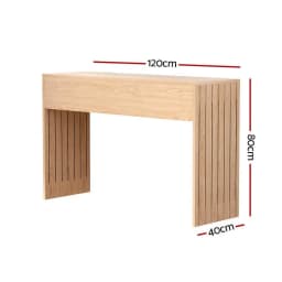 Fluted Pine Console Table 120CM Narrow Hallway Entryway Storage Table Modern Minimalist Wooden Accent Table