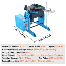 SucceBuy Welding Positioner Rotary Welding Positioning Turntable Table with 3Jaw Lathe Chuck Welding Torch Stand Holder Cutting