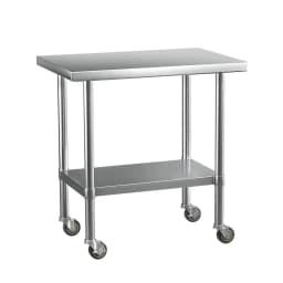 Stainless Steel Kitchen Work Bench with Wheels 91x61cm Heavy Duty Utility Table for Home and Commercial Use