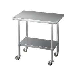 Stainless Steel Kitchen Work Bench with Wheels 91x61cm Heavy Duty Utility Table for Home and Commercial Use