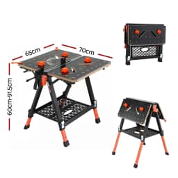 Portable Folding Work Table 454kg Heavy Duty Adjustable Workbench for Garage Workshop Construction Projects