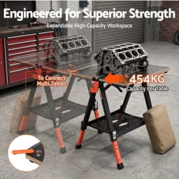 Portable Folding Work Table 454kg Heavy Duty Adjustable Workbench for Garage Workshop Construction Projects