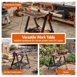 Portable Folding Work Table 454kg Heavy Duty Adjustable Workbench for Garage Workshop Construction Projects