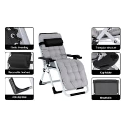 Zero Gravity Folding Lounge Chair for Camping Patio Outdoor Relaxation Sun Lounge Recliner Portable Adjustable Comfort Seat