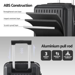 20 Inch Trunk Style Carry On Suitcase Black TSA Lock Hard Shell Travel Luggage