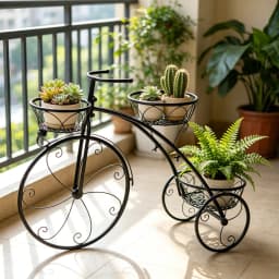 3-Tier Bicycle Plant Stand Wrought Iron Tricycle Planter Home Garden Patio Decor Flower Pots Shelf Indoor Outdoor