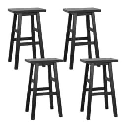 4 Pack Wooden Bar Stools for Kitchen Counter Black High Back Seating Set