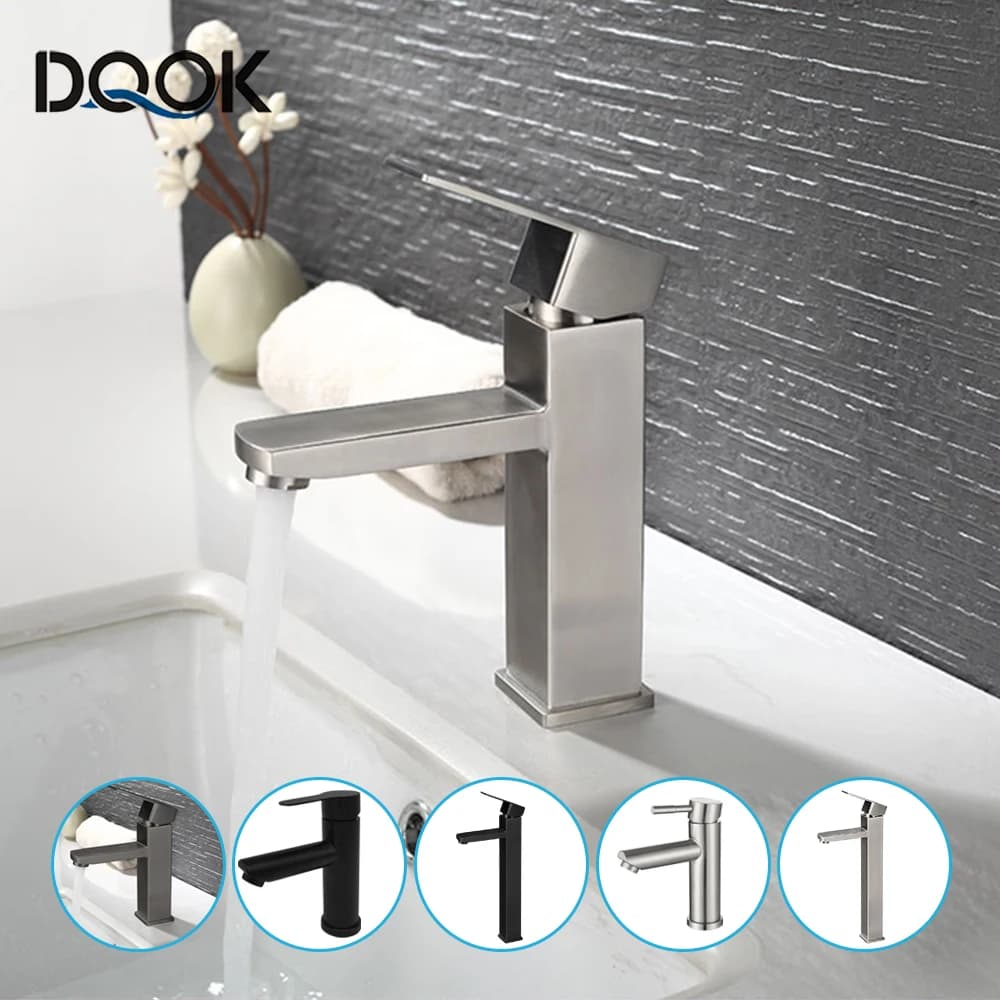 Basin Sink Bathroom Faucet Deck Mounted Hot Cold Water Basin Mixer Taps Matte Black Lavatory Sink Tap Crane(hose not include)