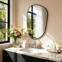 Irregular Wall Mirror Asymmetrical Mirror 54x85cm Aluminum Frame Black Mirror Tempered Glass Bathroom Mirror for Living Rooms Bedrooms