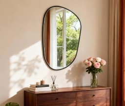 Irregular Wall Mirror Asymmetrical Mirror 54x85cm Aluminum Frame Black Mirror Tempered Glass Bathroom Mirror for Living Rooms Bedrooms