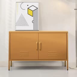 Artiss Style Yellow Metal Buffet Sideboard Storage Cabinet for Kitchen Dining Room