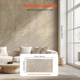 VEVOR 3D Wall Panels 4Pack 48x24in PU Natural Stone Imitation Wall Art Tiles Interior Home Decor for Ceiling Bedroom Gaming Room