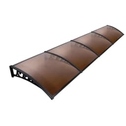 Window Door Awning 1x4m Brown Outdoor Rain Shelter Canopy Sun Shade Cover Polycarbonate Entrance Protection