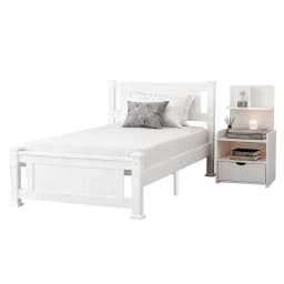 White King Single Bed Frame with Matching Bedside Table Modern Bedroom Furniture Set