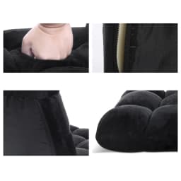 2X Lounge Sofa Bed Flannel Fabric Black Convertible Sleeper Sofa Upholstered Compact Modern Folding Guest Bed Living Room Furniture