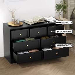 7 Drawer Dresser Storage Cabinet Bedroom Living Room Clothes Organizer Black