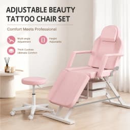 PORIYA 180CM Massage Table Beauty Bed Chair Stool Set Adjust Tattoo Recliner Therapy