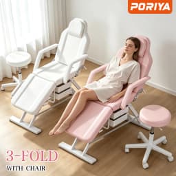 PORIYA 180CM Massage Table Beauty Bed Chair Stool Set Adjust Tattoo Recliner Therapy