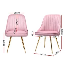 Pink Velvet Channel Tufted Dining Chairs Set of 2 Modern Upholstered Accent Chairs for Kitchen and Dining Room