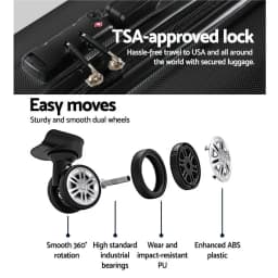 28 Inch Hard Shell Spinner Suitcase with TSA Lock Carry On Travel Luggage Case Black