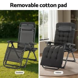Sun Lounge Folding Zero Gravity Chair Outdoor Patio Recliner Adjustable Portable Camping Lounger