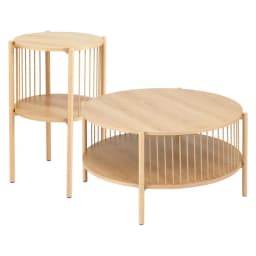 2 Tier Round Wooden Coffee Table Modern Side Table for Living Room Balcony Tea Table Storage Shelf Home Furniture