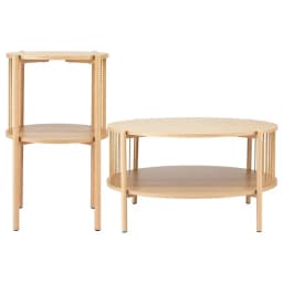 2 Tier Round Wooden Coffee Table Modern Side Table for Living Room Balcony Tea Table Storage Shelf Home Furniture