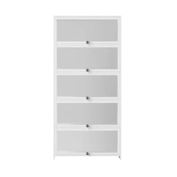 5 Tier Clear Display Cabinet Storage Bookshelf White Freestanding Organizer Shelf for Home Office Living Room