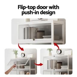 5 Tier Clear Display Cabinet Storage Bookshelf White Freestanding Organizer Shelf for Home Office Living Room