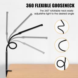 LED Desk Lamp with Clamp 3 Colors Stepless Dimming Eye-Caring Clip Lights Home