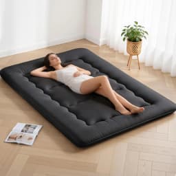 10cm Japanese Foldable Floor Mattress Washable Cover with Straps Futon Bed Pad Portable Tatami Sleeping Mat