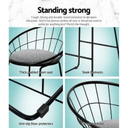 4 Piece Bar Stools Set Padded Seat Metal Frame Modern Kitchen Dining Counter Height Stools