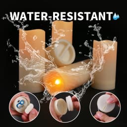 Waterproof Flameless Candles Set of 12 Battery Operated LED Pillar Candle with 2 Remote Controls & Timer Flickering Indoor Outdoor Electronic Lights for Wedding Patio Easter Bathroom Home Decor