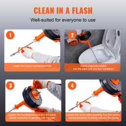 SucceBuy Drain Auger 25Ft Manual-feeding Plumbing Snake with Drill Attachment Drain Clog Remover Toilet Sewer Pipe Dredge