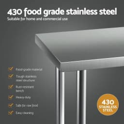 Stainless Steel Kitchen Work Bench 910x610mm Heavy Duty Prep Table 430 Grade