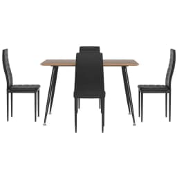 Dining Table and 4 Chairs Set Rectangle Metal Frame Kitchen Dining Room Furniture Set for Home Use
