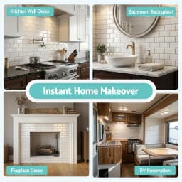 3D Self Adhesive White Subway Wall Tiles Peel and Stick Backsplash 10 Sheets