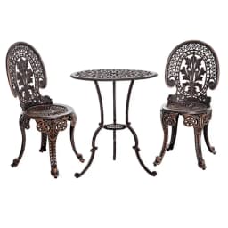 3 Piece Outdoor Patio Bistro Set Aluminum Frame Bronze Finish Dining Chairs Garden Furniture