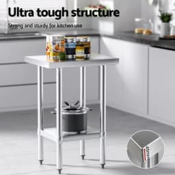 Stainless Steel Kitchen Work Bench 610x457mm 430 Grade Heavy Duty Table for Prep Storage and Commercial Use
