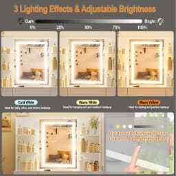White Modern Vanity Set, LED Lighted Mirror & Stool, Jewelry Organizer Drawers, Women Bedroom Dressing Table