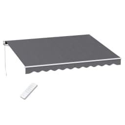Retractable Motorized Folding Arm Awning 3.5M x 3M Grey Outdoor Sun Shade Canopy