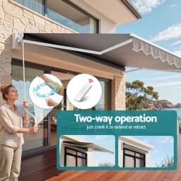 Retractable Motorized Folding Arm Awning 3.5M x 3M Grey Outdoor Sun Shade Canopy