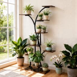 Industrial Tree-Shaped Plant Stand Display Storage Rack Corner Flowers Shelf Holder