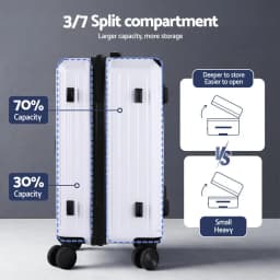 2pcs Trunk Luggage Set Carry On Suitcases with TSA Lock 12 Inch and 20 Inch White Travel Cases