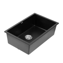 Black Granite Kitchen Sink 70x45 cm Single Bowl Durable Stone Sink for Modern Kitchen