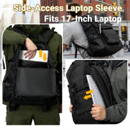 40L Tactical Backpack for Men, Military Molle Assault Pack with Laptop Compartment, Waterproof Slim Rucksack Daypack for Hiking Camping Travel Outdoor Work School